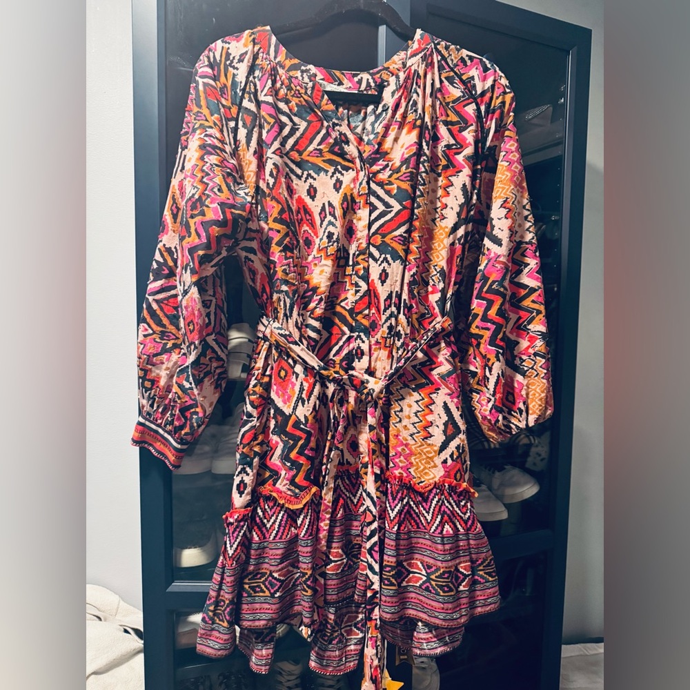Zara Colorful Geometric Long Sleeve Dress